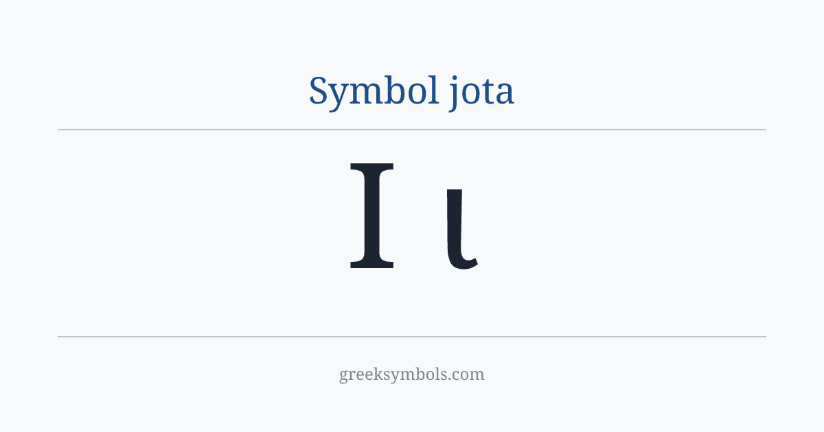 Symbol jota — Ι Greek Capital Letter Iota, ι Greek Small Letter Iota