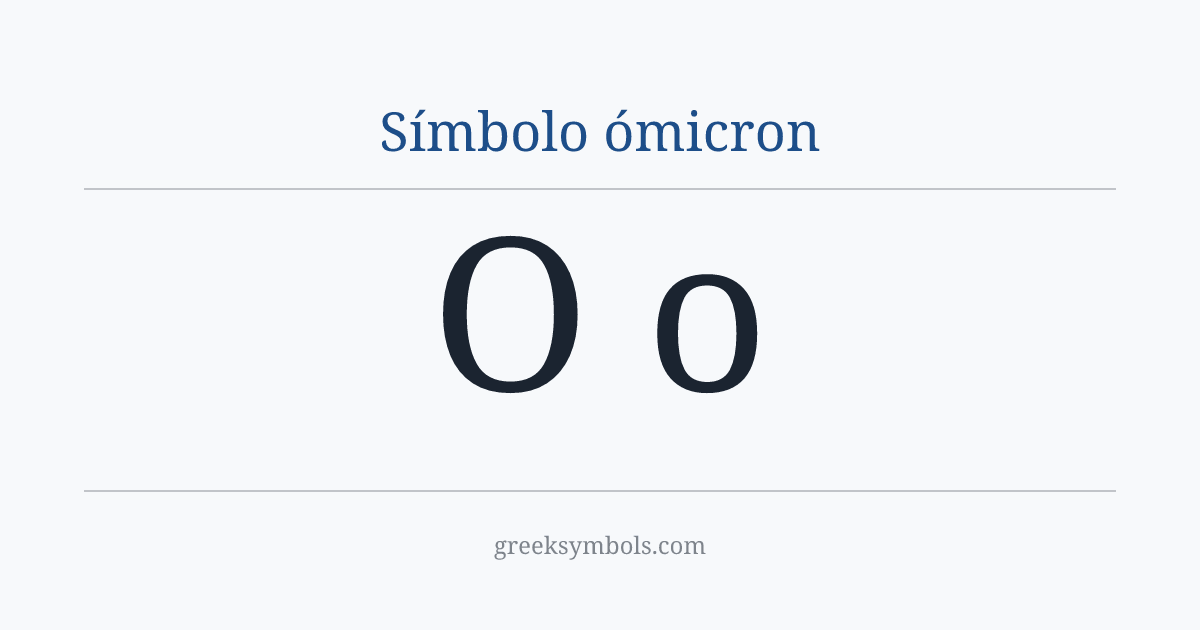 Símbolo ómicron — Ο Greek Capital Letter Omicron, ο Greek Small Letter Omicron