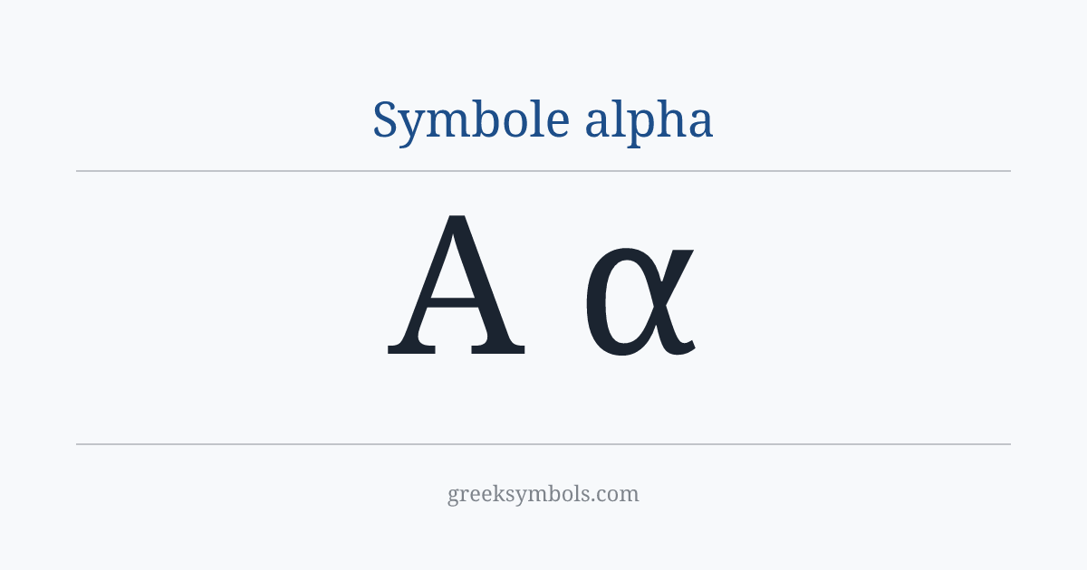 Symbole alpha — Α Greek Capital Letter Alpha, α Greek Small Letter Alpha