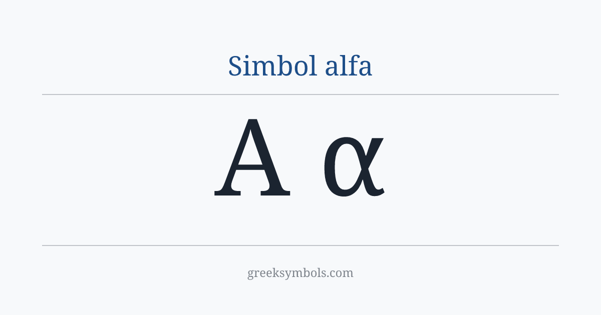 Simbol alfa — Α Greek Capital Letter Alpha, α Greek Small Letter Alpha