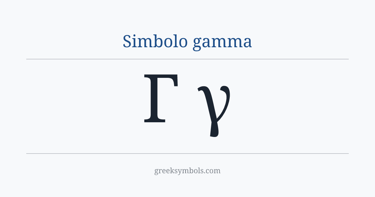 Simbolo gamma — Γ Greek Capital Letter Gamma, γ Greek Small Letter Gamma