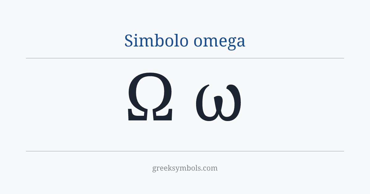 Simbolo omega — Ω Greek Capital Letter Omega, ω Greek Small Letter Omega